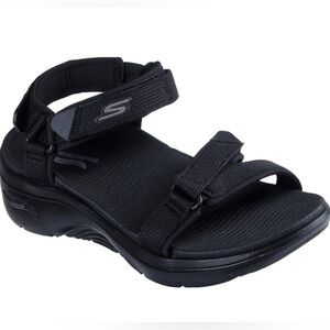 Skechers Arch Fit Strappy Hiking Sandals Black 9 39 Trail Outdoor Gorpcore Comfy